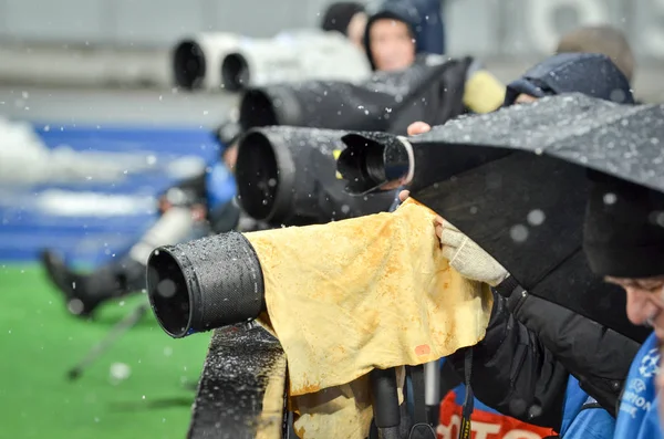 Kiev, Ukrayna - 12 Aralık 2018: Fotoğrafçılar ve gazeteciler — Stok fotoğraf