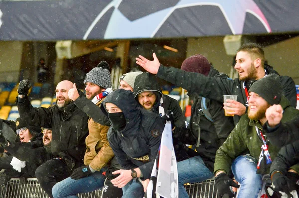 Kiev, Ukrayna - 12 Aralık 2018: Olympique Lyon Taraftarları Kutladı