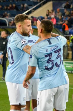 Kharkiv, Ukrayna - 23 Ekim 2018: Gabriel Jesus goa kutlamak