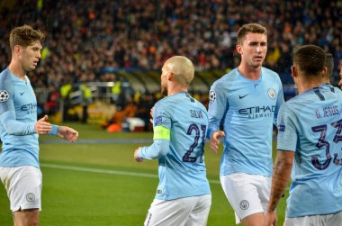 Kharkiv, Ukrayna - 23 Ekim 2018: Manchester futbolcuları