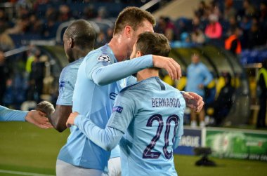 Kharkiv, Ukrayna - 23 Ekim 2018: Bernardo Silva ve Aymeric 