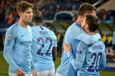 Kharkiv, Ukrayna - 23 Ekim 2018: Bernardo Silva ve Aymeric 