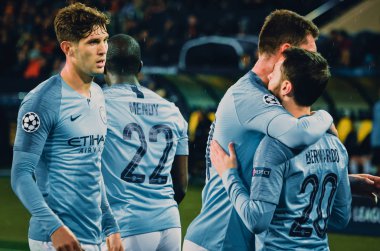 Kharkiv, Ukrayna - 23 Ekim 2018: Bernardo Silva ve Aymeric 