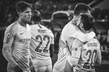 Kharkiv, Ukrayna - 23 Ekim 2018: Bernardo Silva ve Aymeric 