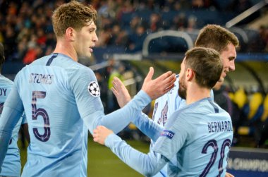 Kharkiv, Ukrayna - 23 Ekim 2018: Bernardo Silva ve John Sto