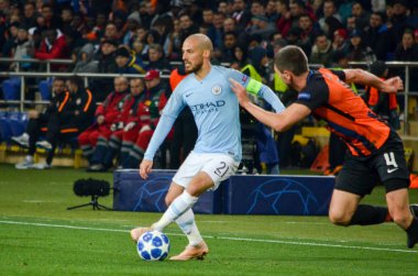 Kharkiv, Ukrayna - 23 Ekim 2018: David Silva Uefa sırasında