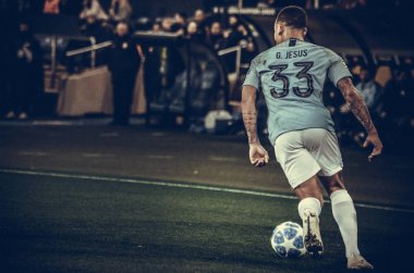 Kharkiv, Ukrayna - 23 Ekim 2018: Ue sırasında Gabriel Jesus