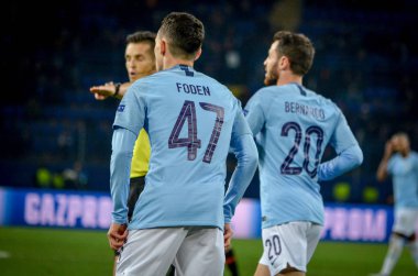 Kharkiv, Ukrayna - 23 Ekim 2018: Phil Foden Uefa sırasında 