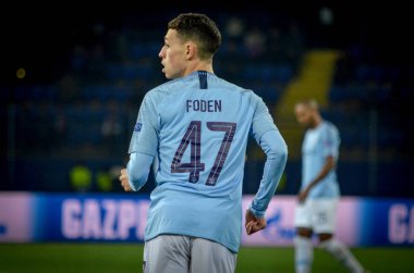 Kharkiv, Ukrayna - 23 Ekim 2018: Phil Foden Uefa sırasında 