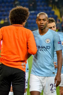 Kharkiv, Ukrayna - 23 Ekim 2018: Fernandinho Uefa