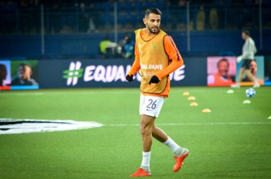 Kharkiv, Ukrayna - 23 Ekim 2018: Riyad Mahrez Uef sırasında
