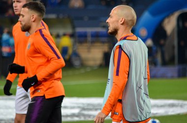 Kharkiv, Ukrayna - 23 Ekim 2018: David Silva Uefa sırasında