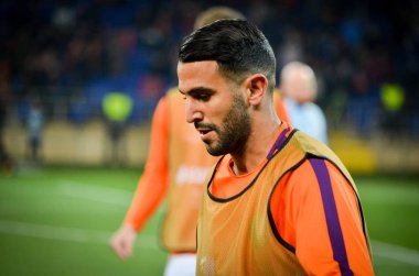 Kharkiv, Ukrayna - 23 Ekim 2018: Riyad Mahrez Uef sırasında