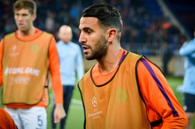Kharkiv, Ukrayna - 23 Ekim 2018: Riyad Mahrez Uef sırasında