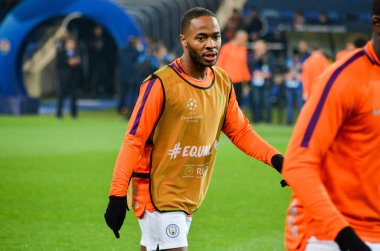 Kharkiv, Ukrayna - 23 Ekim 2018: Raheem Sterling oyuncu duri