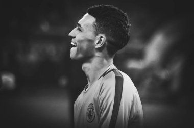 Kharkiv, Ukrayna - 23 Ekim 2018: Phil Foden Uefa sırasında 