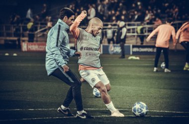 Kharkiv, Ukrayna - 23 Ekim 2018: David Silva Uefa sırasında