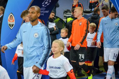 Kharkiv, Ukrayna - 23 Ekim 2018: Fernandinho Uefa