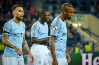 Kharkiv, Ukrayna - 23 Ekim 2018: Fernandinho Uefa