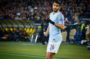 Kharkiv, Ukrayna - 23 Ekim 2018: Riyad Mahrez Uef sırasında