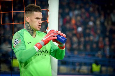 Kharkiv, Ukrayna - 23 Ekim 2018: Ederson Uefa Cha sırasında