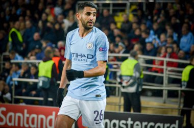 Kharkiv, Ukrayna - 23 Ekim 2018: Riyad Mahrez Uef sırasında