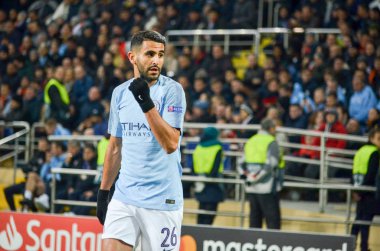 Kharkiv, Ukrayna - 23 Ekim 2018: Riyad Mahrez Uef sırasında