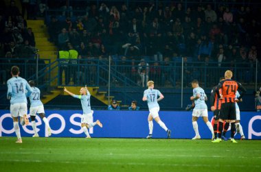Kharkiv, Ukrayna - 23 Ekim 2018: Manchester futbolcuları