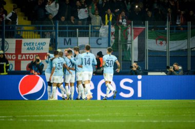 Kharkiv, Ukrayna - 23 Ekim 2018: Manchester futbolcuları