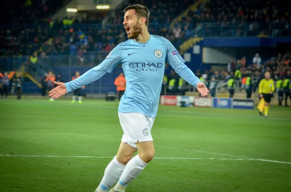 KHARKIV, UCRANIA - 23 de octubre de 2018: Bernardo Silva celebra go — Foto de Stock