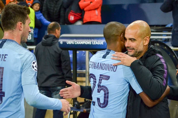 Kharkiv, Ukrayna - 23 Ekim 2018: Pep Guardiola teşekkür onun pl — Stok fotoğraf