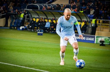 Kharkiv, Ukrayna - 23 Ekim 2018: David Silva Uefa sırasında