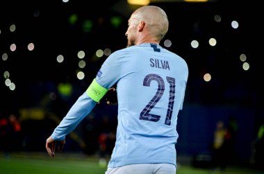 Kharkiv, Ukrayna - 23 Ekim 2018: David Silva Uefa sırasında
