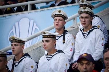 Odessa, Ukrayna - 21 Temmuz 2018: Futbol denizcitaraftarları