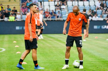 Odessa, Ukrayna - 21 Temmuz 2018: Fin sırasında futbolcular