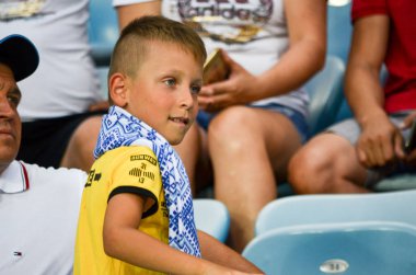 Odessa, Ukrayna - 21 Temmuz 2018: Futbol taraftarları ve ultras koltuk o