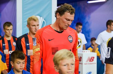 Odessa, Ukrayna - 21 Temmuz 2018: Futbolcular fiel girin