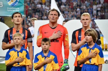 Odessa, Ukrayna - 21 Temmuz 2018: Fin sırasında futbolcular