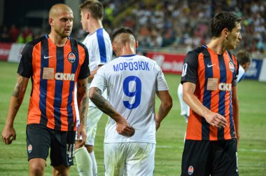 Odessa, Ukrayna - 21 Temmuz 2018: Fin sırasında futbolcular