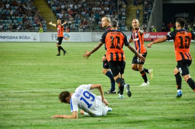 Odessa, Ukrayna - 21 Temmuz 2018: Fin sırasında futbolcular