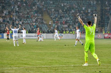 Odessa, Ukrayna - 21 Temmuz 2018: Fin sırasında futbolcular