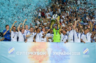 Odessa, Ukrayna - 21 Temmuz 2018: Dinamo Kiev futbolcuları