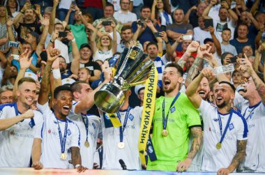 Odessa, Ukrayna - 21 Temmuz 2018: Dinamo Kiev futbolcuları
