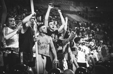 Odessa, Ukrayna - 21 Temmuz 2018: Ultras Dinamo Kiev tebrik