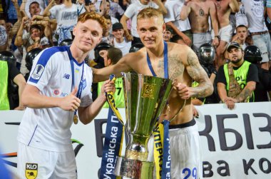 Odessa, Ukrayna - 21 Temmuz 2018: Fin sırasında futbolcular