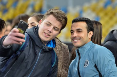 Kiev, Ukrayna - 14 Mart 2019: Pedro Rodriguez Uefa sırasında 