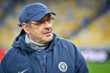 Kiev, Ukrayna - 14 Mart 2019: Teknik Direktör Maurizio Sarri 