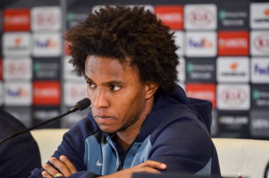 Kiev, Ukrayna - 14 Mart 2019: Willian basın toplantısında 