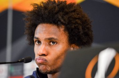 Kiev, Ukrayna - 14 Mart 2019: Willian basın toplantısında 