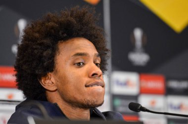 Kiev, Ukrayna - 14 Mart 2019: Willian basın toplantısında 